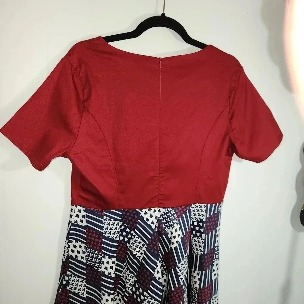 Vintage Style Sucrefas Dress Deck Of Cards Pin-up Red White Blue XXL 12 - Picture 7 of 12